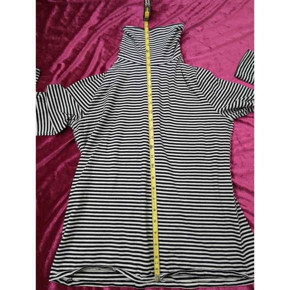 TALBOTS Knit Shirt Long-sleeve Striped Turtleneck Sz L Black - Picture 6 of 7